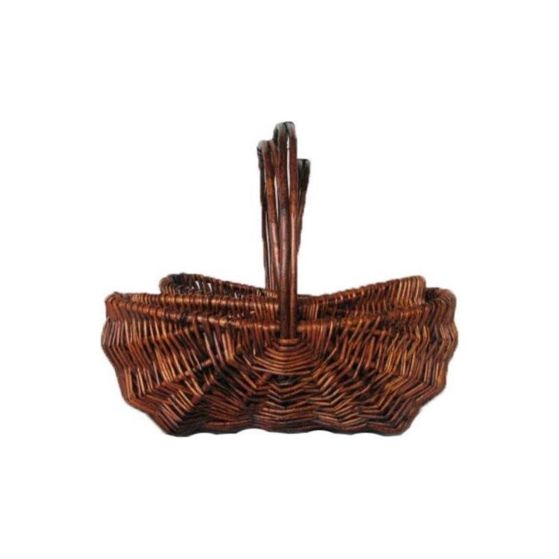 Pibi Hand Woven Round Harvest Basket with Handle Large ( 50 x 38 x 18 cm)  for Storage & Gifting Brown