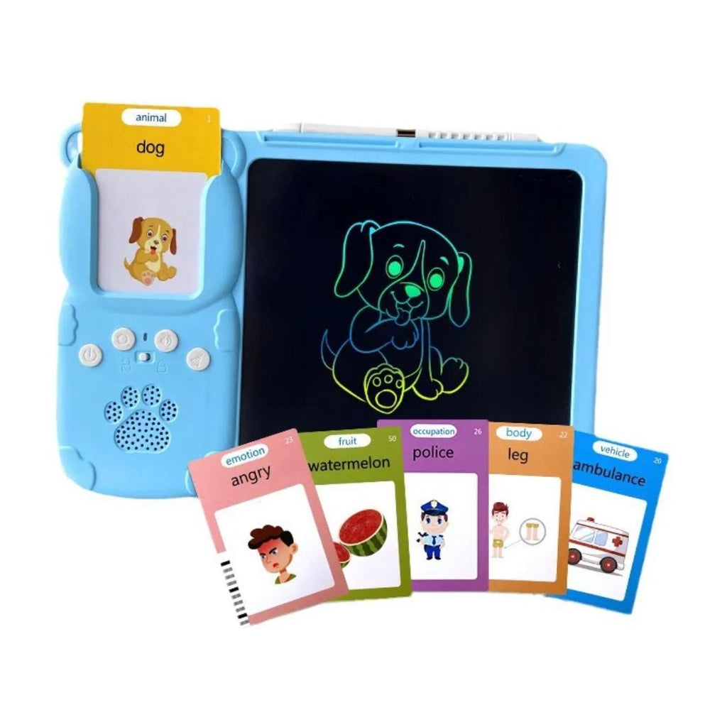 Pibi Kids 2-in-1 Doodling Board & Learning Toy with 224 Talking Flash Cards Blue Age- 3 Years to 7 Years