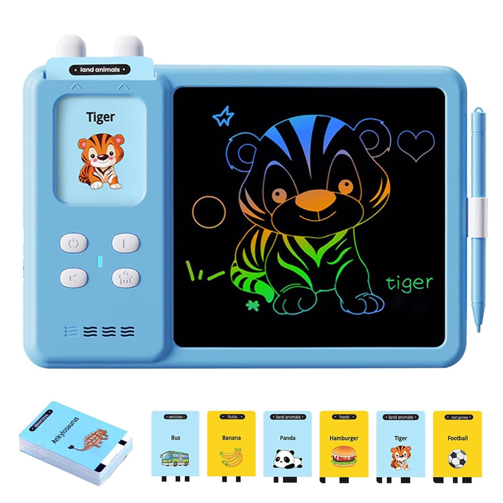 Pibi Kids 2-in-1 Doodling Board & Learning Toy with 224 Talking Flash Cards Blue Age- 3 Years to 7 Years