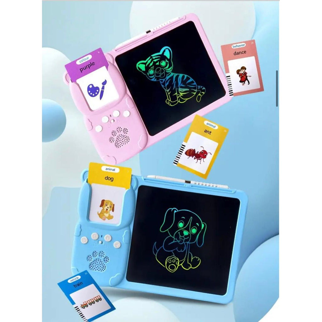 Pibi Kids 2-in-1 Doodling Board & Learning Toy with 224 Talking Flash Cards Blue Age- 3 Years to 7 Years