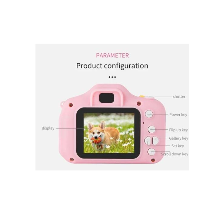 Pibi Kids 2-inch Selfie Dual Mini Camera (8 x 8 cm) with Video Mode Pink Age- 3 Years & Above