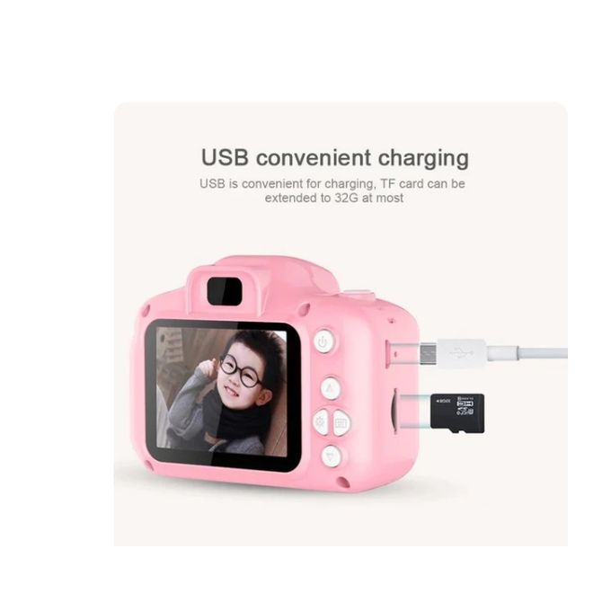 Pibi Kids 2-inch Selfie Dual Mini Camera (8 x 8 cm) with Video Mode Pink Age- 3 Years & Above