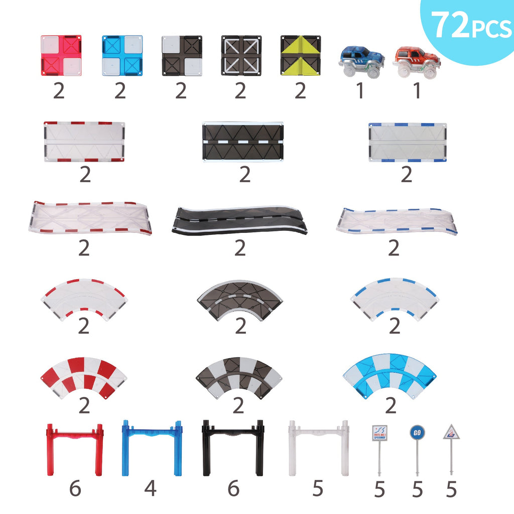 Pibi MNTL Magnetic Mag-Car Track Toy Set (72pcs) G8219 Age- 3 Years & Above