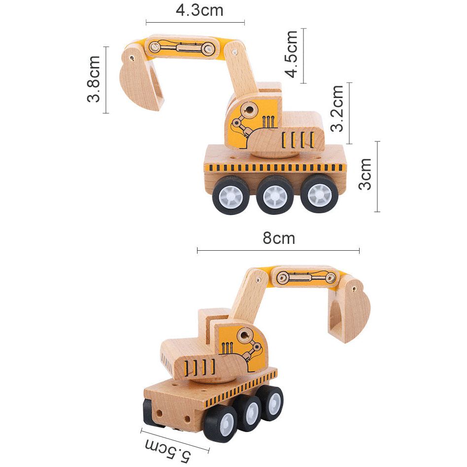 Pibi MNTL Pull Back Kids Wooden Excavator Truck NC01 Age- 3 Years & Above