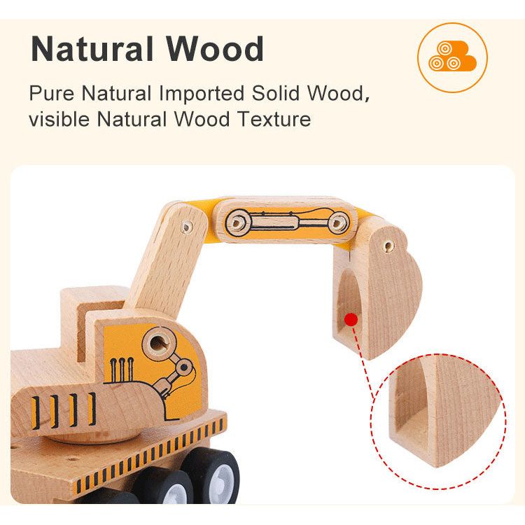 Pibi MNTL Pull Back Kids Wooden Excavator Truck NC01 Age- 3 Years & Above