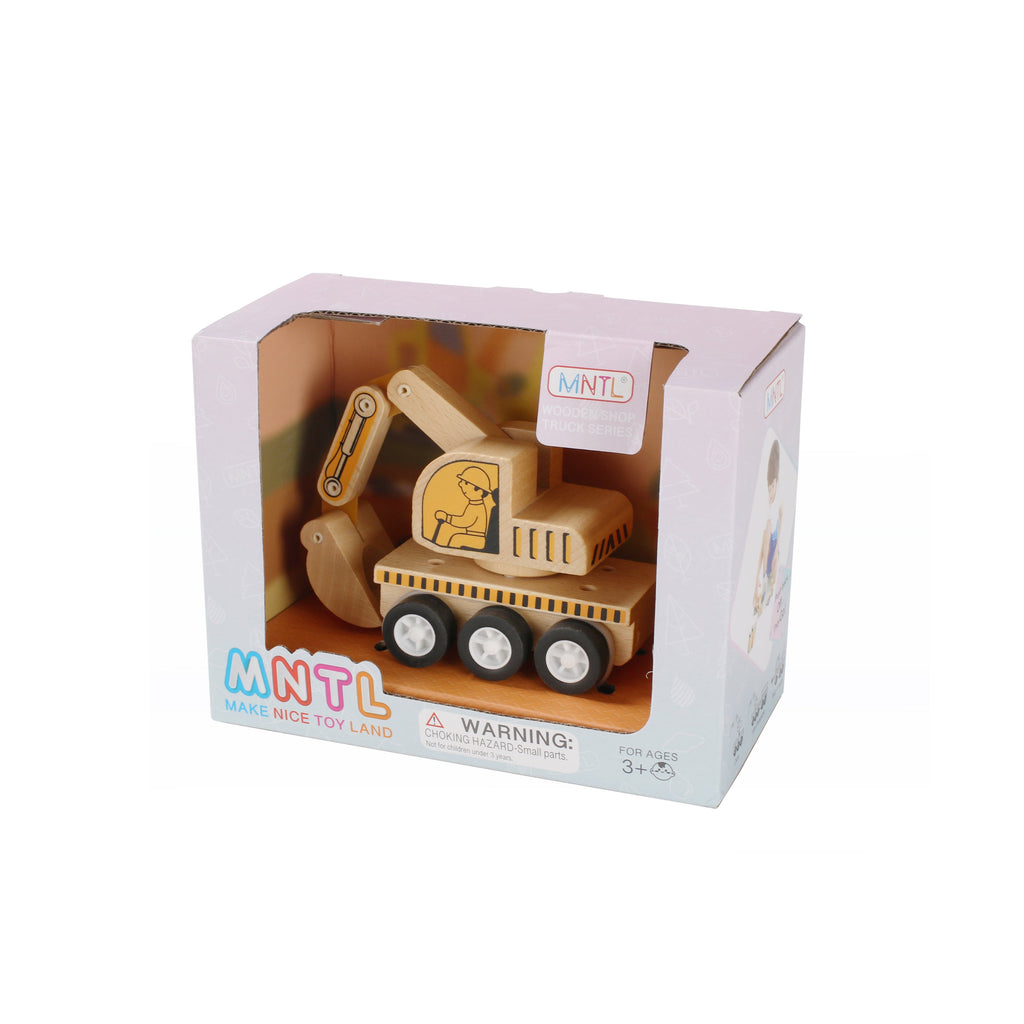 Pibi MNTL Pull Back Kids Wooden Excavator Truck NC01 Age- 3 Years & Above