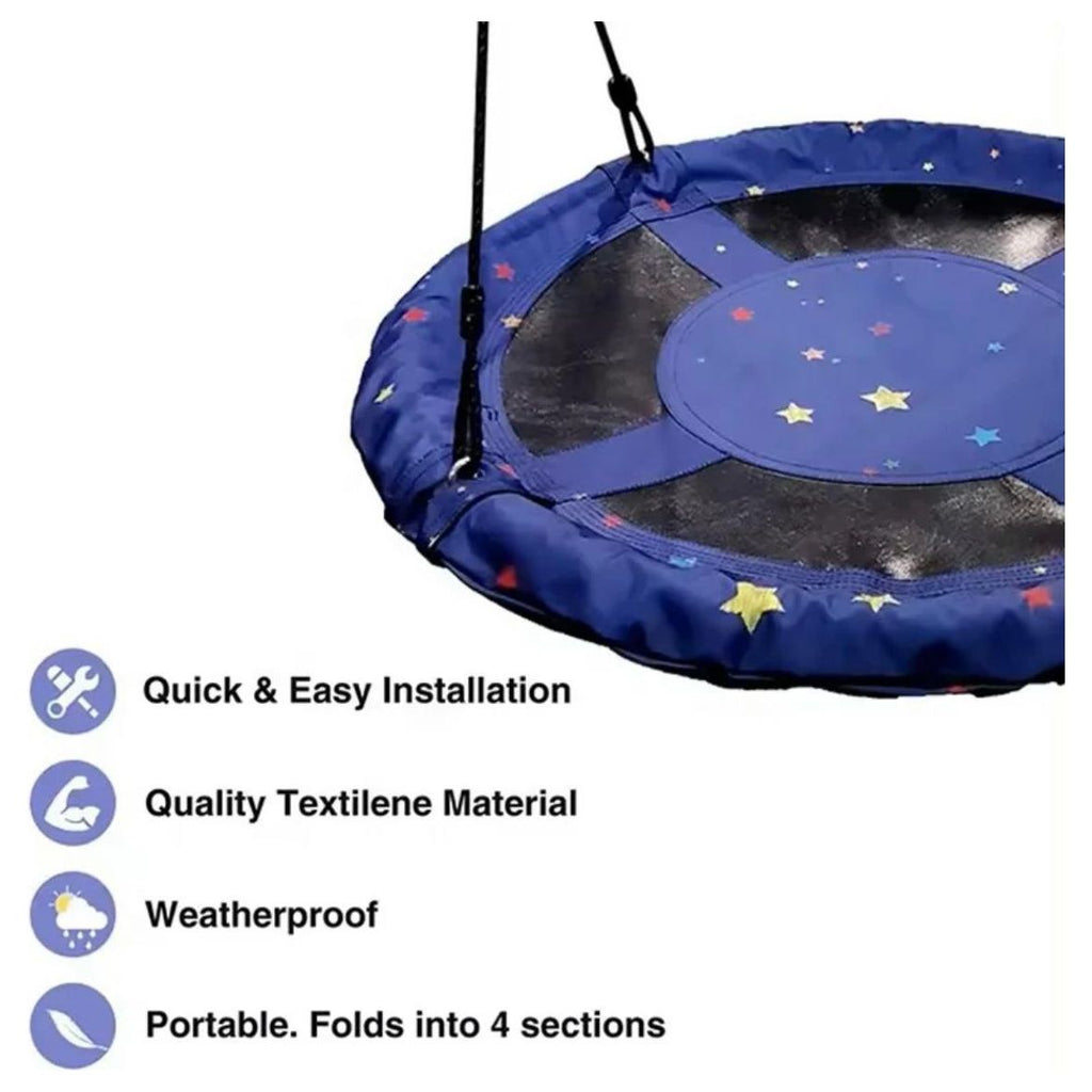 Pibi Portable  Outdoor Platform Tree Swing Saucer (100 cm Diameter) with Hanging Rope Blue/Black Age- 3 Years & Above