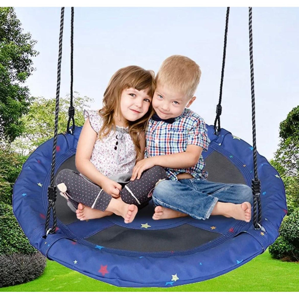 Pibi Portable  Outdoor Platform Tree Swing Saucer (100 cm Diameter) with Hanging Rope Blue/Black Age- 3 Years & Above