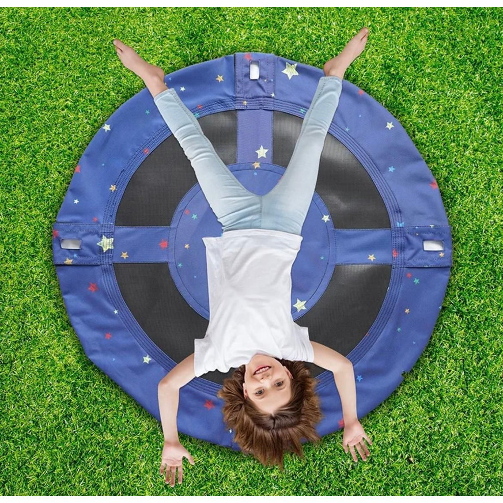 Pibi Portable  Outdoor Platform Tree Swing Saucer (100 cm Diameter) with Hanging Rope Blue/Black Age- 3 Years & Above