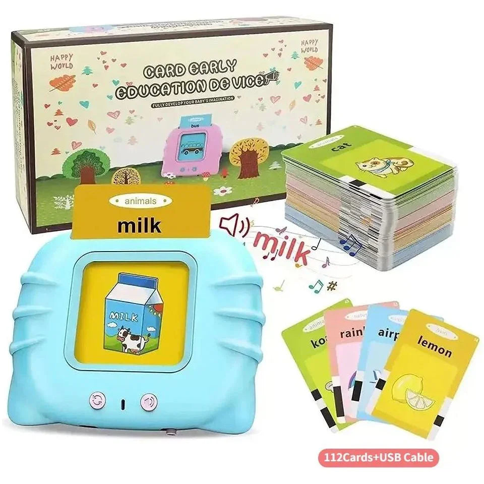 Pibi Talking Flash Cards with 112 Sight Words+USB Cable Montessori & Interactive Toddler Toys Blue Age- 12 Months & Above