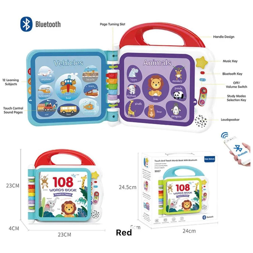 Pibi Touch & Teach 108 Words Learning Book with Bluetooth Red Age- 12 Months & Above