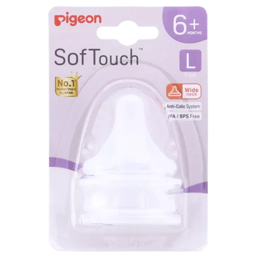 Pigeon Nipple for SofTouch Nursing Bottle Teats pck 2pcs -L (WN3) Age- Newborn & Above