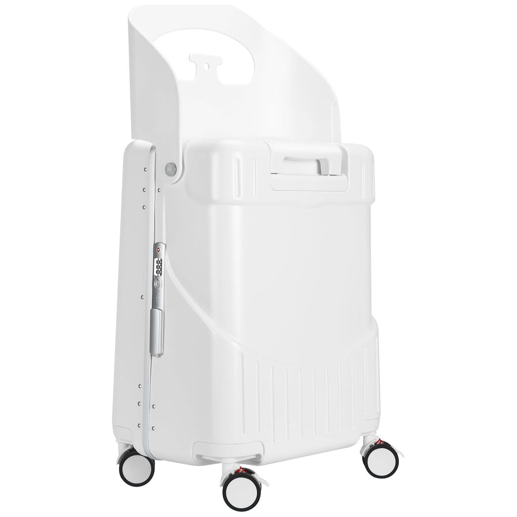 Pipo Kids Ride-On Hard-Shell & Lightweight Cabin Luggage Bag  with 360° Spinner Wheels White Age- 18 Months & Above