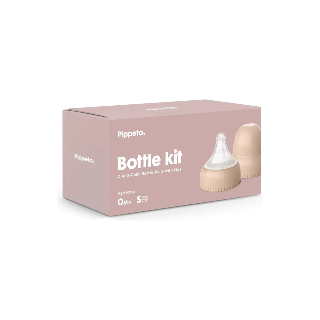 Pippeta Bottle Kit- 2 Anti-colic Teats with Lid Ash Rose