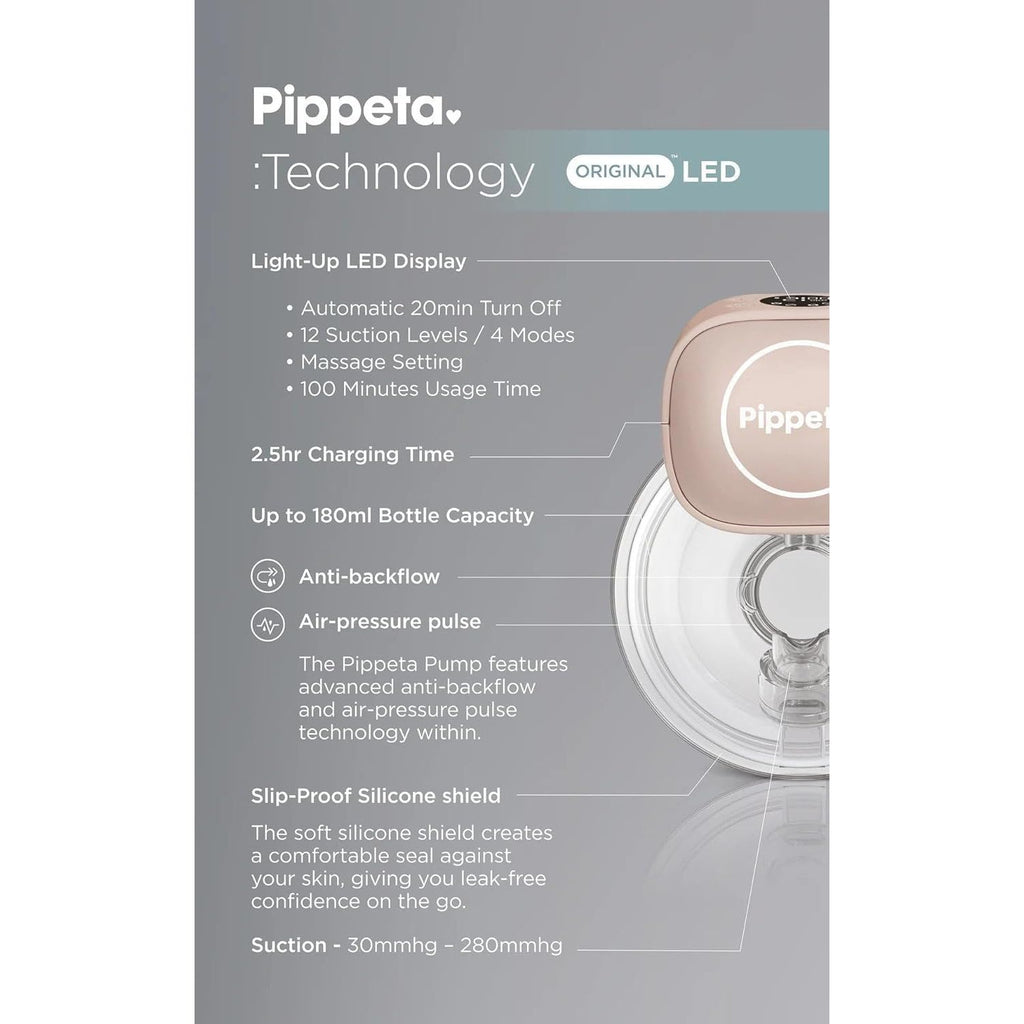 Pippeta Led Wearable Hands Free Breast Pump Pack of 2 Ash Rose for Mumz