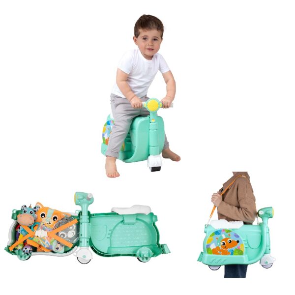 Playgro Ride and Roll Fox Travel Suitcase & Vespa Scooter Ride-On Blue Age- 12 Months upto 5 Years