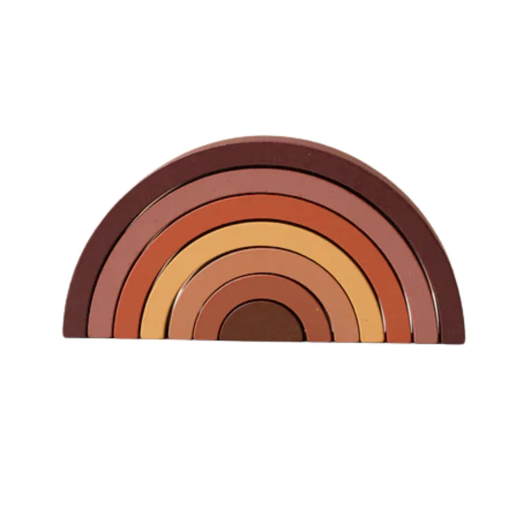 Pibi Wooden Rainbow Stacker Building Blocks Mocha Brown Age- 2 Years & Above