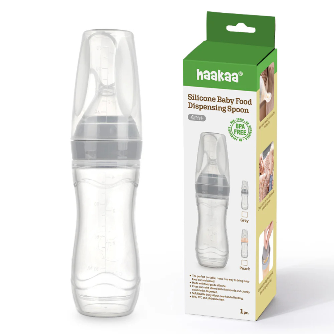 Haakaa Silicone Baby Food Dispensing Spoon Grey Age-6 Months & Above