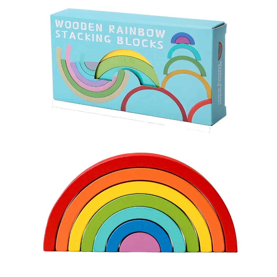 Pibi Wooden Rainbow Building Blocks Multicolor Age- 2 Years & Above