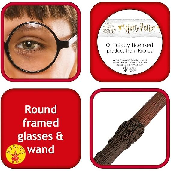 Rubies Harry Potter Blister Wand And Glass Kids Costume Accessory Kit Age- 4 Years & Above