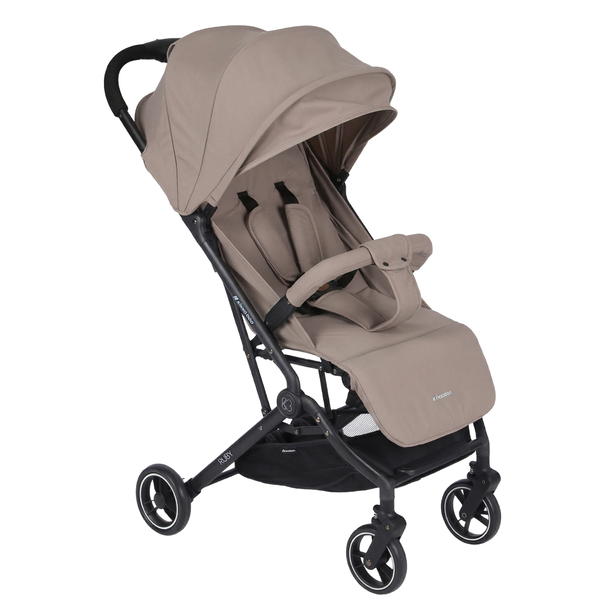 KikkaBoo Ruby Lightweight Ultra-Compact Fold Baby Stroller with Reclining Seat, UV Canopy & Foldable Travel Design Beige Age- Newborn to 36 Months (Up to 15 kg)