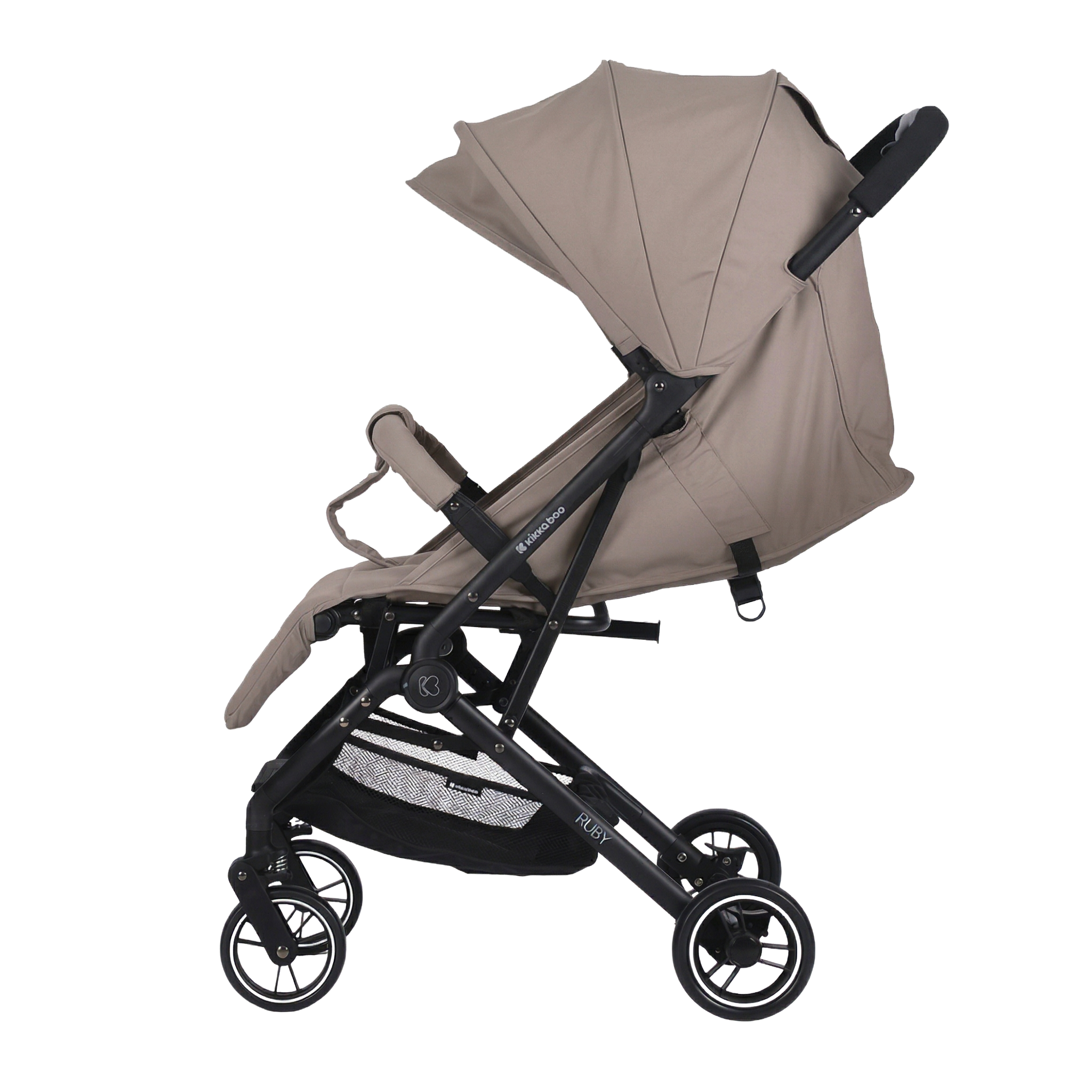 KikkaBoo Ruby Lightweight Ultra-Compact Fold Baby Stroller with Reclining Seat, UV Canopy & Foldable Travel Design Beige Age- Newborn to 36 Months (Up to 15 kg)