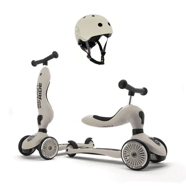 Scoot & Ride 2-in-1 Highwaykick 1 & Helmet S-M Ash Bundle 96268-96367 Age- 5 Years & Above