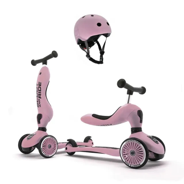 Scoot&Ride 2-in-1 Highwaykick 1 & Helmet S-M Rose Bundle 96270-96368 Age- 5 Years & Above