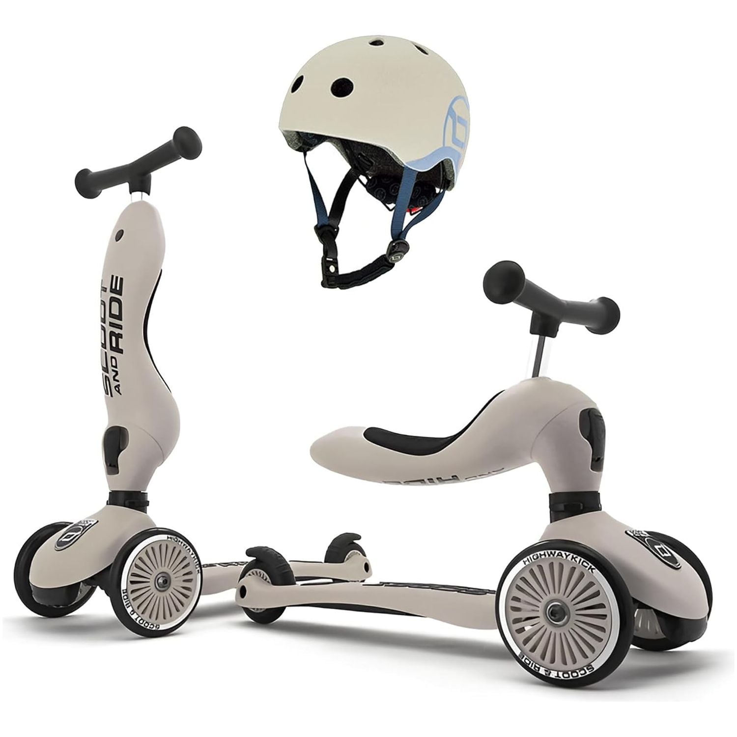 Scoot&Ride 2-in-1 Highwaykick 1 & Helmet XXS-S Ash Bundle 96268-96360 Age- 5 Years & Above