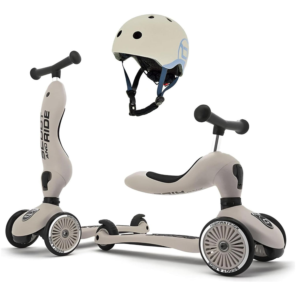 Scoot&Ride 2-in-1 Highwaykick 1 & Helmet XXS-S Ash Bundle 96268-96360 Age- 5 Years & Above