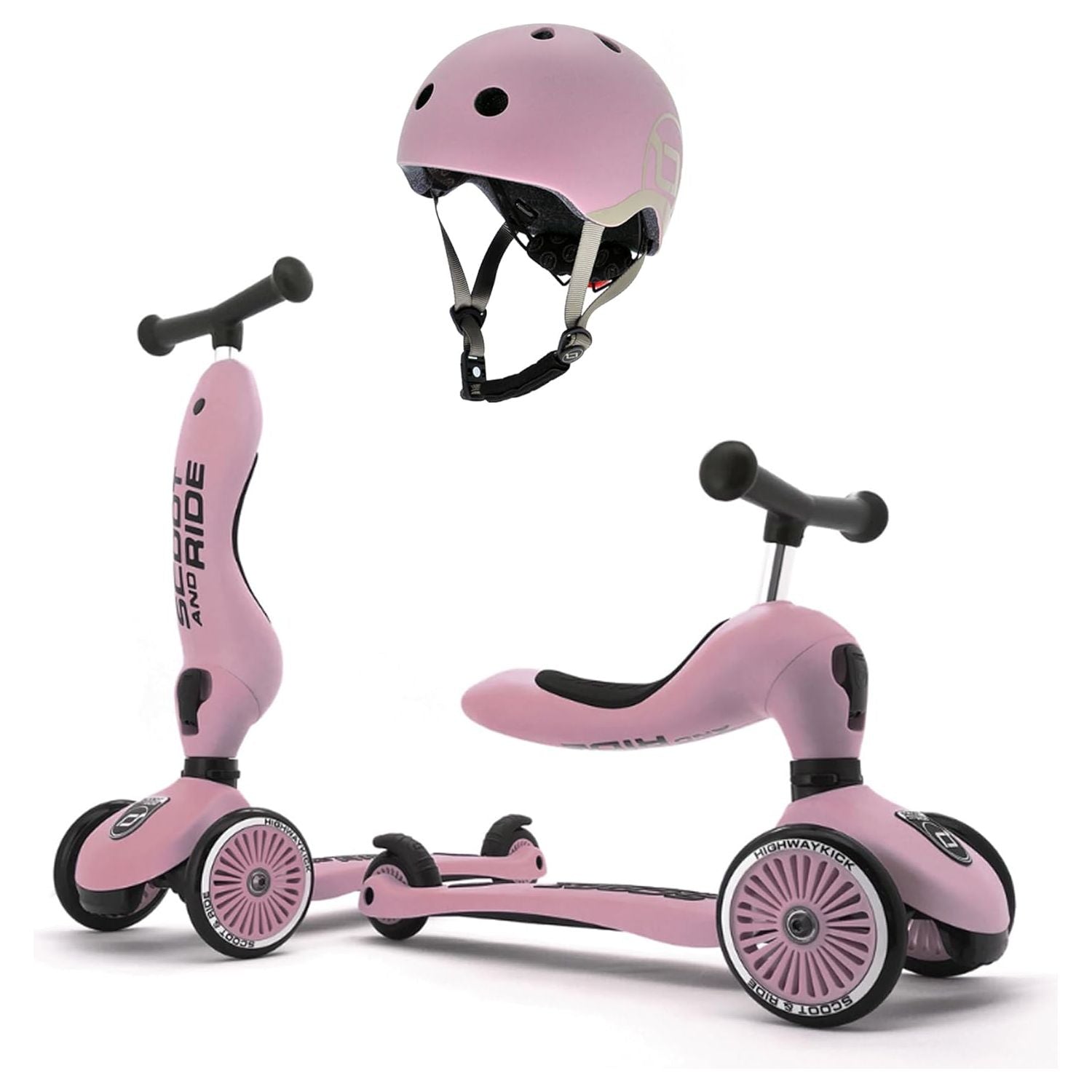 Scoot&Ride 2-in-1 Highwaykick 1 & Helmet XXS-S Rose Bundle 96270-96323 Age- 5 Years & Above