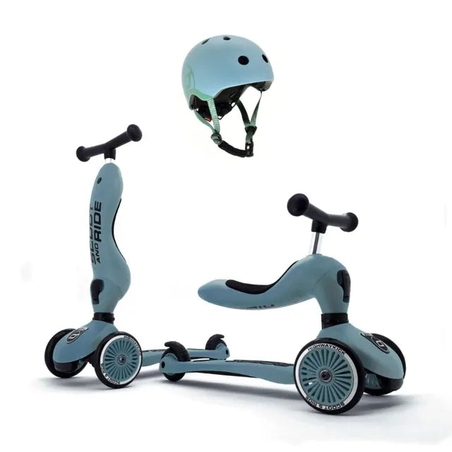 Scoot&Ride 2-in-1 Highwaykick 1 & Helmet XXS-S Steel Bundle 96271-96322 Age- 5 Years & Above
