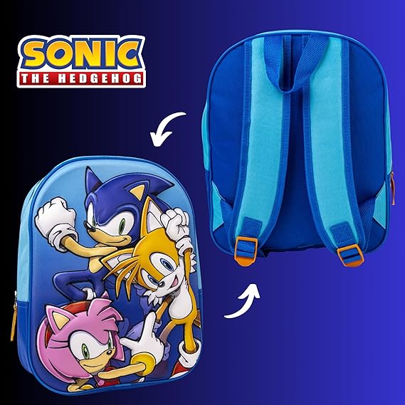 Sonic 3D Printed Design Cute 3D Backpack  4683 Age- 3 Years & Above