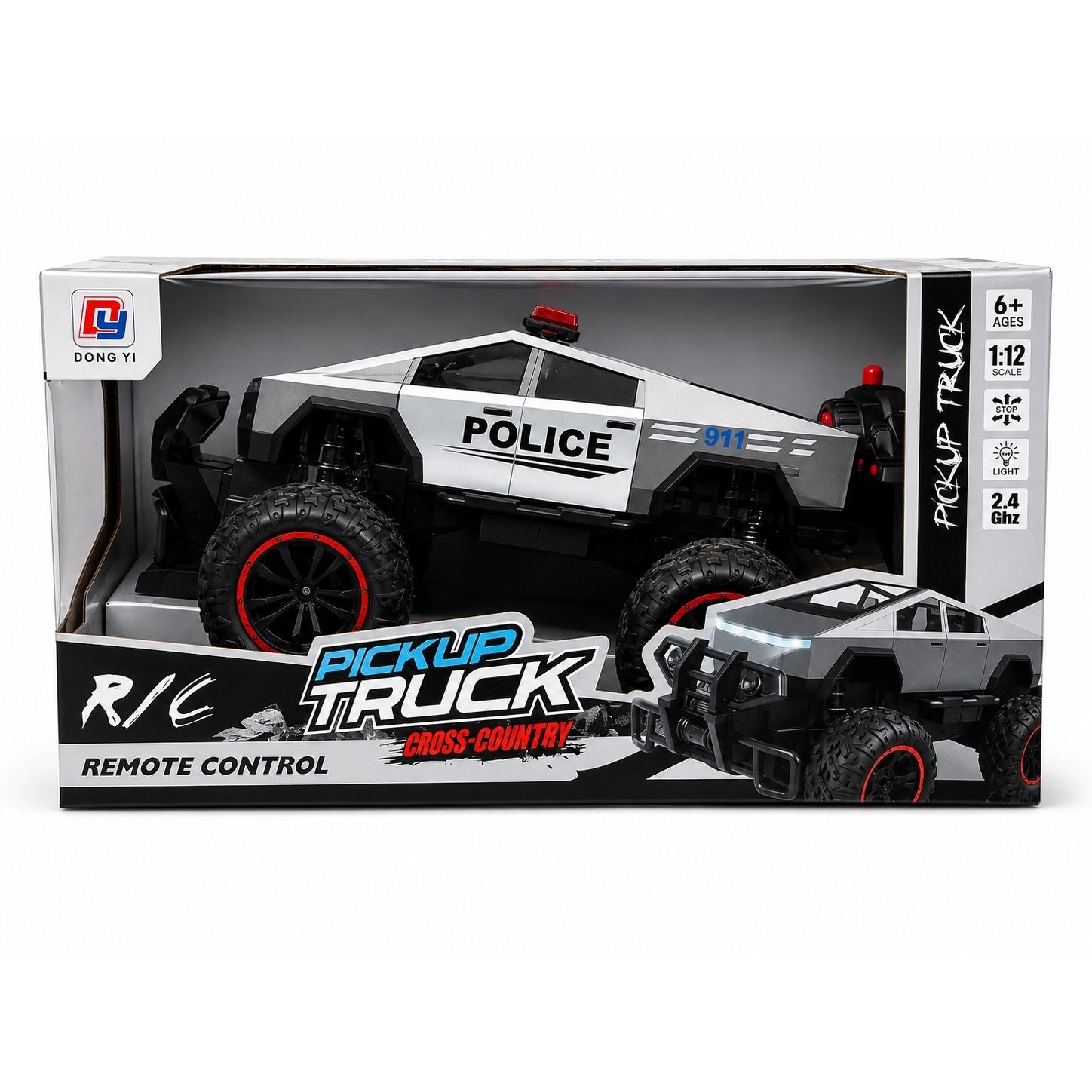 Sunmatt 1:12 Scale R/C Police Pickup Truck – 2.4GHz Off-Road Remote Control Monster Truck with LED Lights & Rechargeable Battery for Kids Age- 3 Years & Above