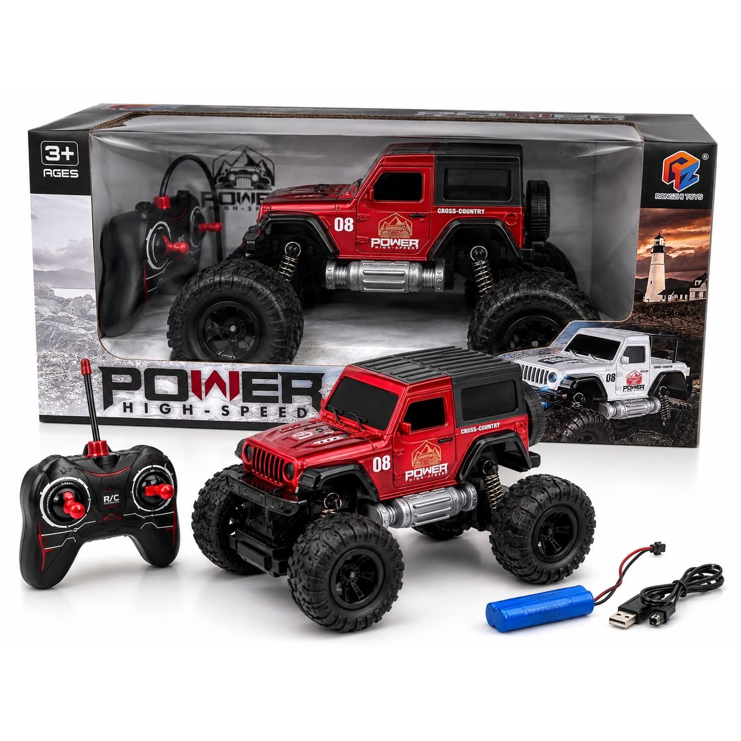 Sunmatt Power Monster Truck R/C 4CH High-Speed Off-Road Remote Control Car with Rechargeable Battery – 2.4GHz RC Climbing Vehicle  Age- 3 Years & Above