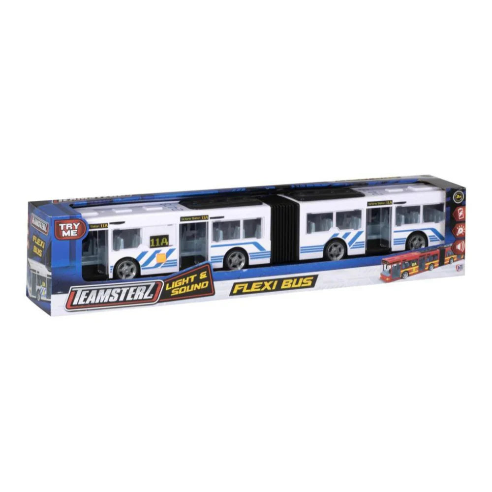 Teamsterz Small Light & Sound Flexi Bus White Age- 3 Years & Above
