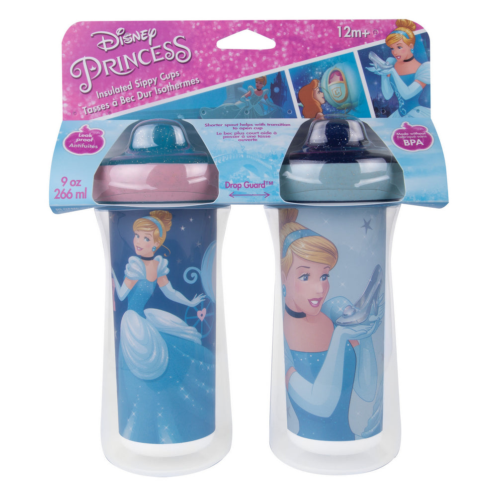 The First Years Cinderella Insulated 9Oz Sippy Cup Pack of 2 Blue Age- 12 Months & Above