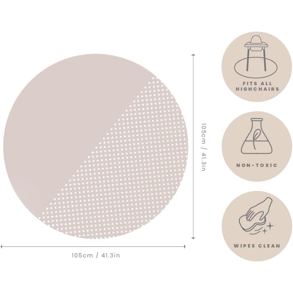 Toddlekind Round & Spotted Clean Wean Mat (105 cm) Dove Grey Age- 6 Months & Above