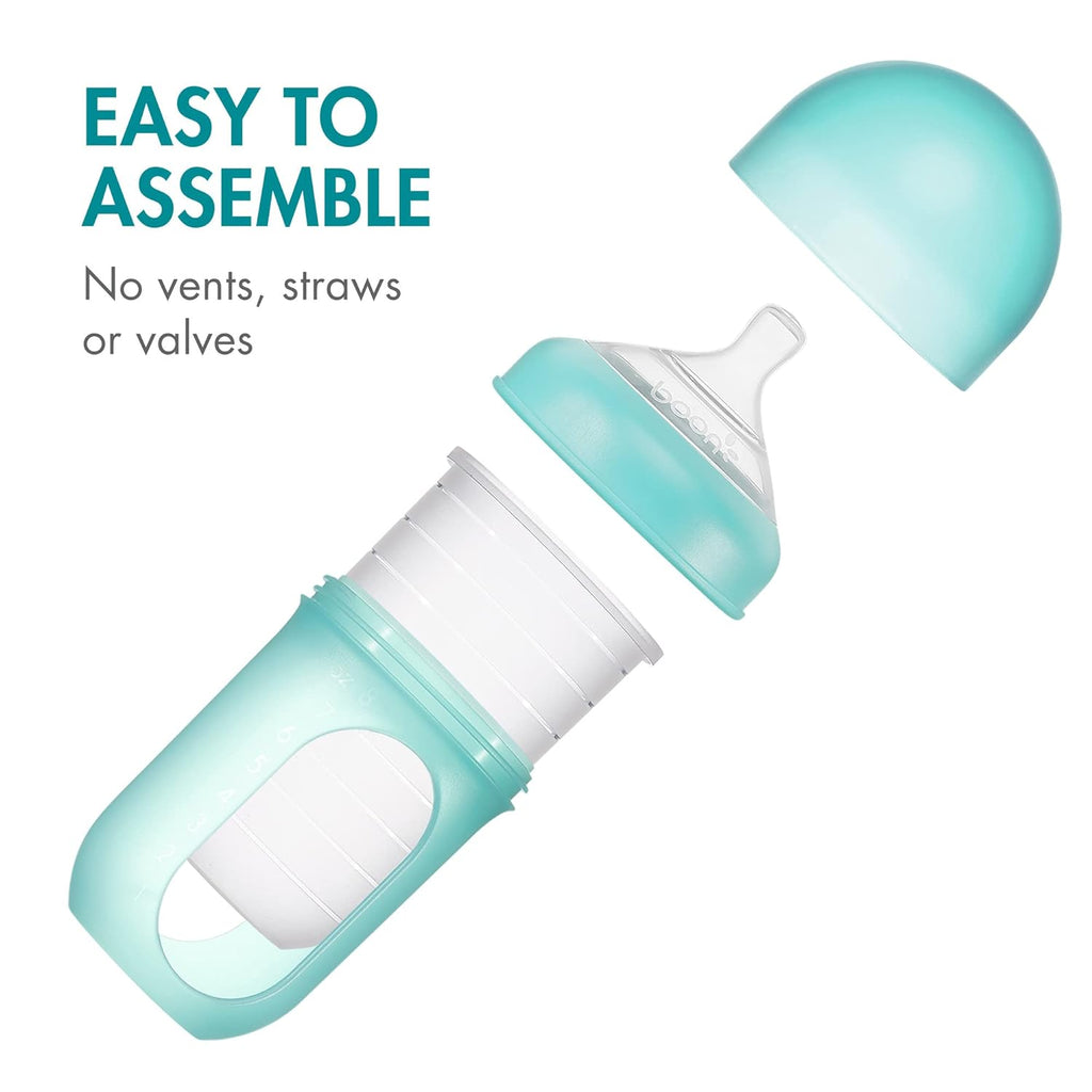 Tomy Boon Stage 2 Reusable Silicone Pouch Bottle with Medium Flow 8 Oz Pack of 3 Blue Age- 3 Months & Above
