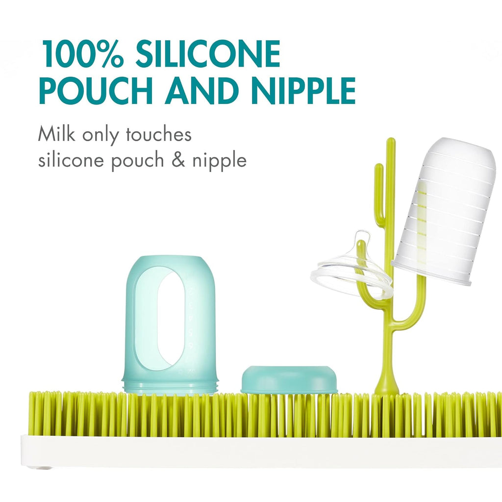 Tomy Boon Stage 2 Reusable Silicone Pouch Bottle with Medium Flow 8 Oz Pack of 3 Blue Age- 3 Months & Above