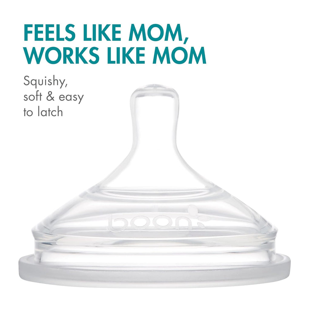Tomy Boon Stage 2 Reusable Silicone Pouch Bottle with Medium Flow 8 Oz Pack of 3 Blue Age- 3 Months & Above