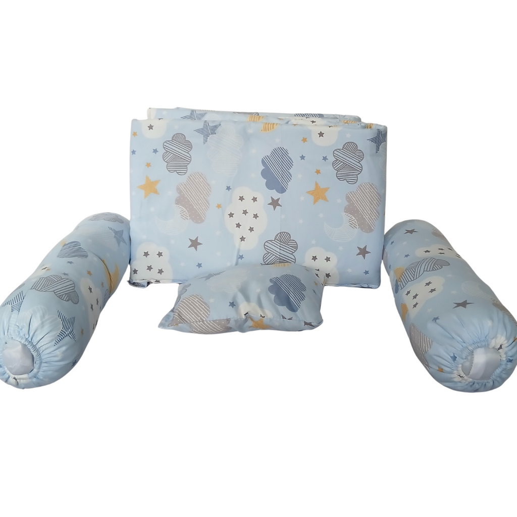 Tridarling Cot Bumper – Blue Clouds & Stars (60x120 cm) TCB3 Age- Newborn & Above