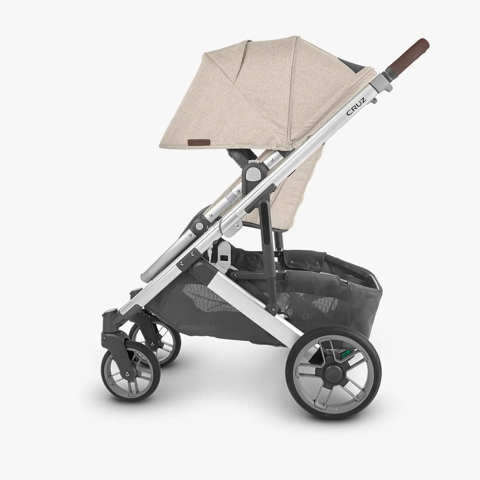 UPPAbaby Cruz V2 Stroller Declan Oat Mélange Silver Frame Chestnut Leather UP0050 Age- Newborn to 4 Years