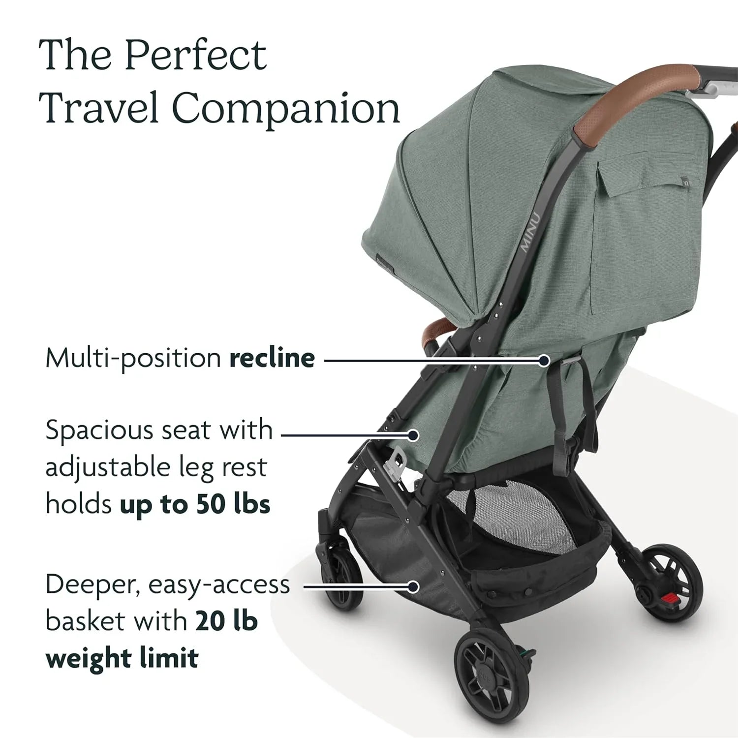 uppababy minu charlotte UPPAbaby Minu V2 Stroller Charlotte Coastal Blue Mélange Carbon Frame Saddle Leather UP0058 Age- Newborn to 4 Years