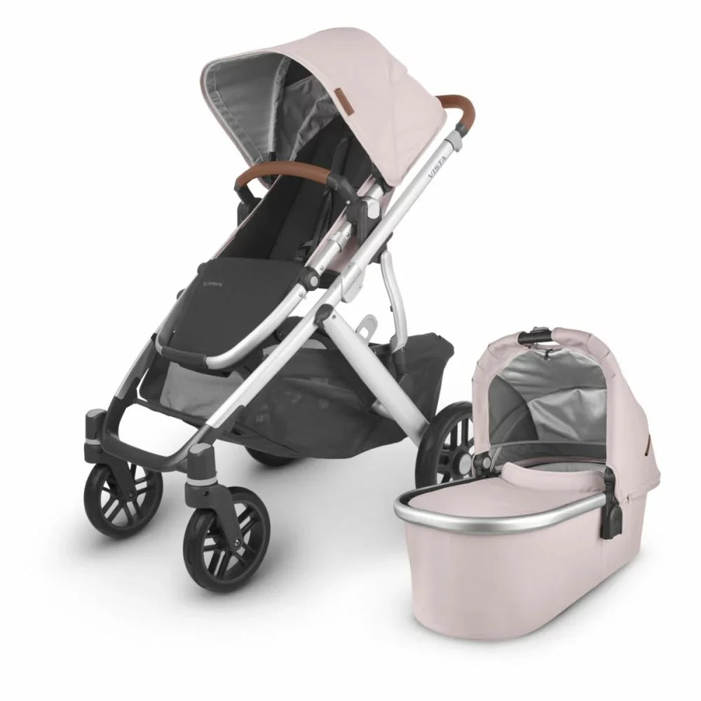 UPPAbaby Vista V2 Stroller Alice Dusty Pink Silver Frame Saddle Leather UP0004 Age- Newborn to 4 Years