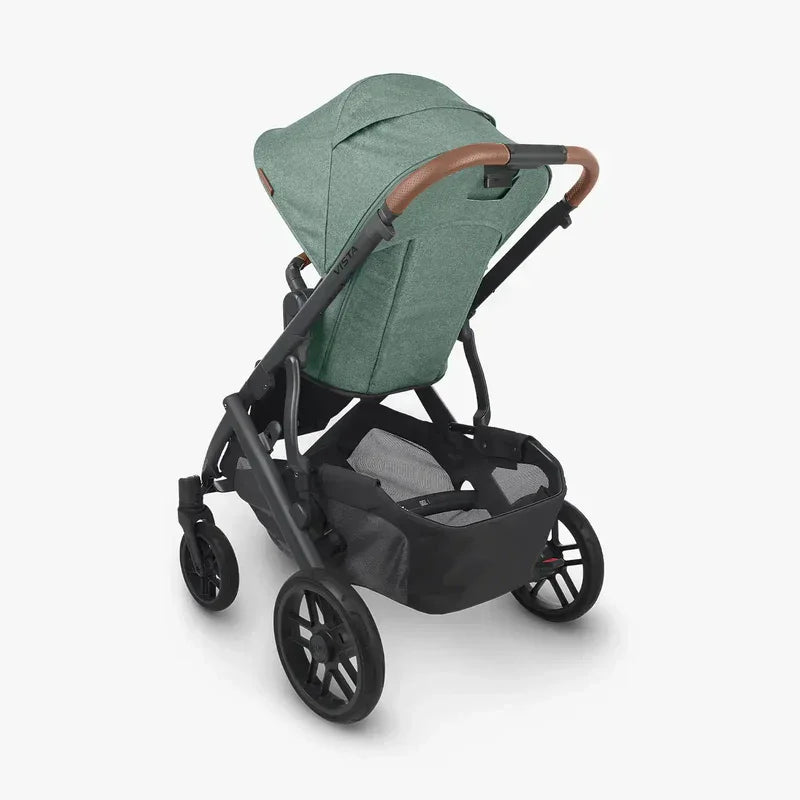 uppababy vista v2 stroller gwen UPPAbaby Vista V2 Stroller Gwen Green Mélange Carbon Frame Saddle Leather UP0010 Age- Newborn to 4 Years