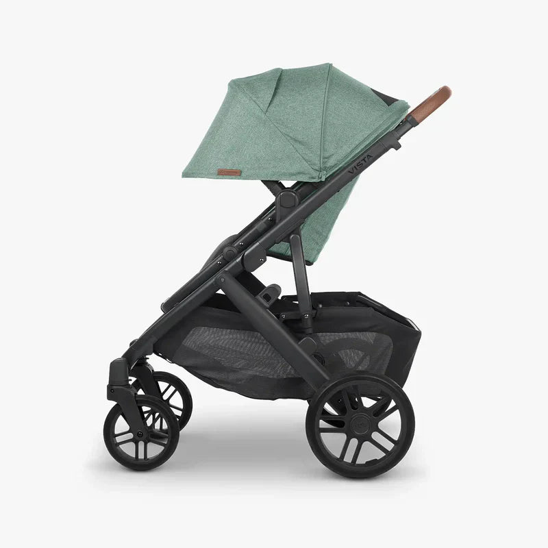 UPPAbaby Vista V2 Stroller Gwen Green Mélange Carbon Frame Saddle Leather UP0010 Age- Newborn to 4 Years