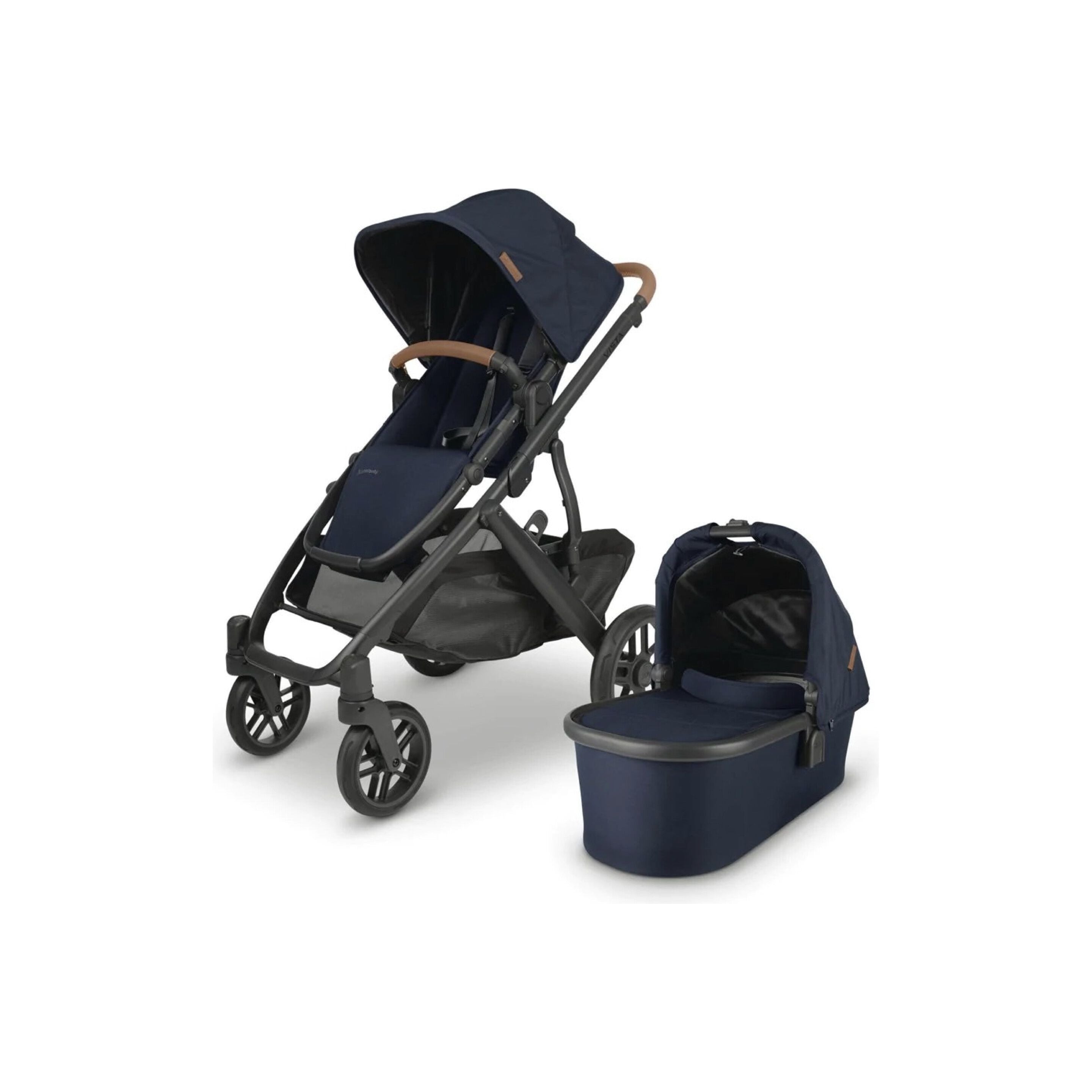 UPPAbaby Vista V2 Stroller Noa Navy Carbon Frame Saddle Leather UP0008 Age- Newborn to 4 Years