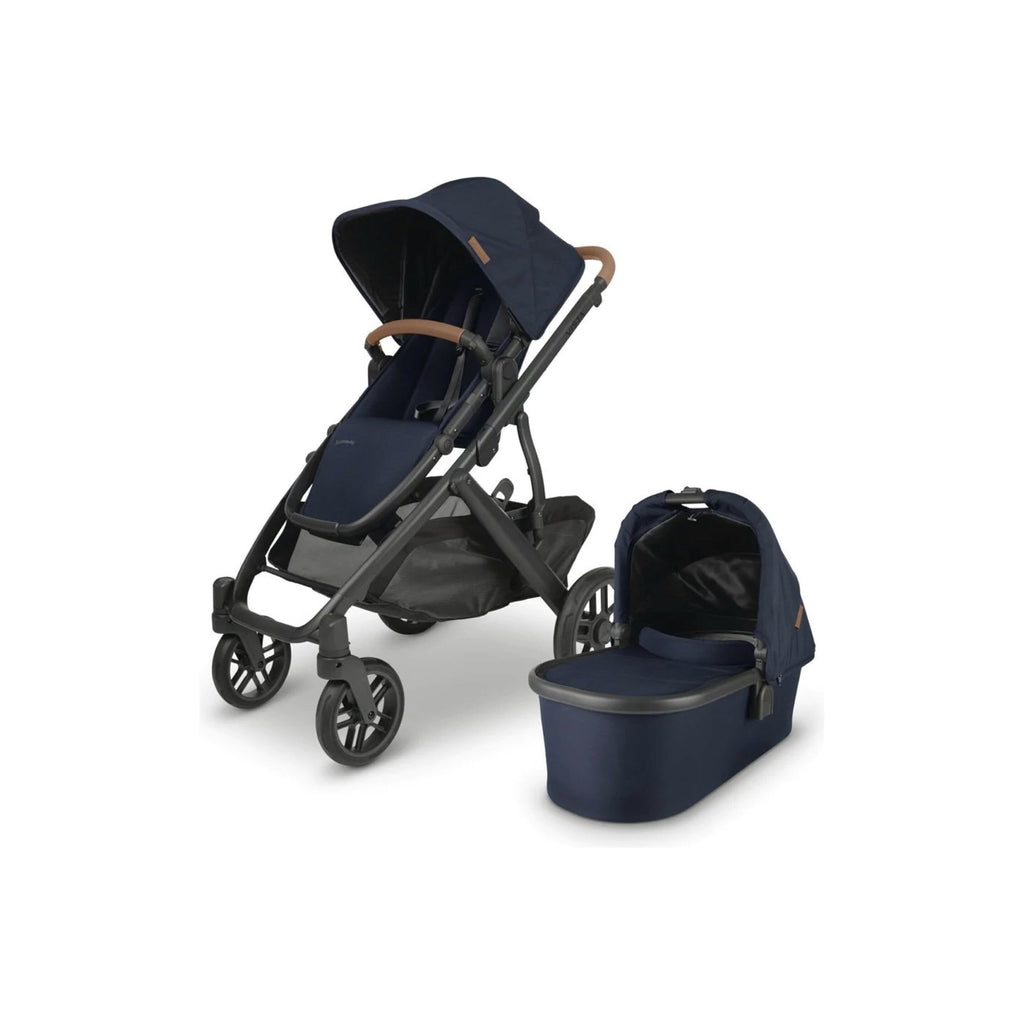 UPPAbaby Vista V2 Stroller Noa Navy Carbon Frame Saddle Leather UP0008 Age- Newborn to 4 Years