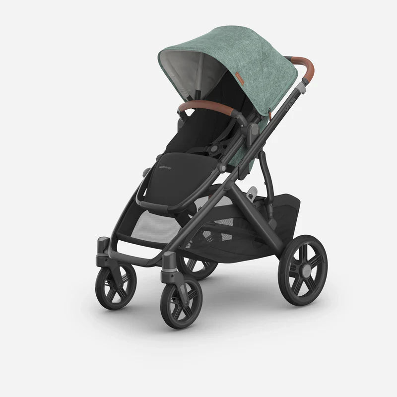 UPPAbaby Vista V3 Stroller Gwen Green Mélange Carbon Frame Saddle Leather 0303-VIS-EU-GWN Age- Newborn to 4 Years